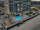 Oceanfront pool and lounge area at sunset at 3425 S Atlantic Ave # 1105, Daytona Beach Shores, FL 32118