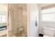 Bathroom with walk-in shower and tiled flooring at 4088 Clock Tower Dr, Port Orange, FL 32129