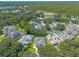Aerial view of a residential neighborhood with houses, pools, and mature trees at 4088 Clock Tower Dr, Port Orange, FL 32129