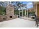 Relaxing screened patio with a stone fireplace at 2075 Country Farms Rd, Port Orange, FL 32128