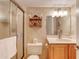 Clean bathroom with shower, vanity, and updated fixtures at 1513 Ocean Shore Blvd # 3C, Ormond Beach, FL 32176
