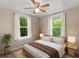 Spacious bedroom with large windows, ceiling fan, and hardwood floors at 2300 Calloway Dr, Orlando, FL 32810