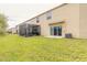 Private backyard with screened patio and grassy area at 1631 Primo Ct, Holly Hill, FL 32117