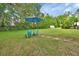 Large backyard with lush green grass and two teal chairs at 1402 Talton Ave, Deland, FL 32720
