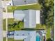 Aerial view of a house and surrounding landscape, including a pool and driveway at 3836 Long Grove Ln, Port Orange, FL 32129