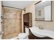 Bathroom with vanity, toilet and shower/tub combo at 121 Moss Dr, Debary, FL 32713