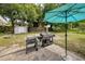 Backyard patio with grill and teal umbrella at 246 Angeles Rd, Debary, FL 32713