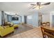Open concept living area with laminate flooring and built in cabinets at 246 Angeles Rd, Debary, FL 32713