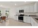 Modern kitchen with white cabinets, granite counters, and stainless steel appliances at 370 Sunset Point Dr, Ormond Beach, FL 32174
