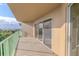 Private balcony with sliding glass doors and water view at 4 Oceans West Blvd # 407B, Daytona Beach Shores, FL 32118