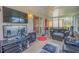 Relaxing sunroom featuring comfortable seating, a TV, and a fireplace at 316 Dahoon Holly Dr, Daytona Beach, FL 32117