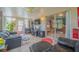 Sunroom features comfortable seating, a TV, and lake views at 316 Dahoon Holly Dr, Daytona Beach, FL 32117