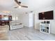 Living room with ocean view, leather furniture, and modern decor at 3333 S Atlantic Ave # 605, Daytona Beach Shores, FL 32118