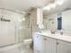 Clean bathroom with a shower/tub combo, vanity, and updated toilet at 3333 S Atlantic Ave # 605, Daytona Beach Shores, FL 32118