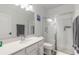 Clean bathroom with a walk-in shower and white subway tile at 219 Lugano Way, Debary, FL 32713