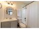 Bathroom with a shower/tub and updated vanity at 415 Banana Cay Dr # F, South Daytona, FL 32119