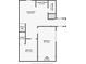 Two-bedroom, one-bathroom floor plan with a living room and kitchen at 1604 Carmen Ave, Daytona Beach, FL 32117