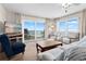 Living room with ocean view, comfy seating, and a large TV at 2294 Ocean Shore Blvd # 401, Ormond Beach, FL 32176