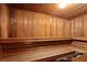 Relaxing sauna with wooden benches and walls at 2294 Ocean Shore Blvd # 401, Ormond Beach, FL 32176