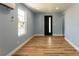 Entryway with light blue walls, wood flooring, and modern door at 311 Ora St, Daytona Beach, FL 32118