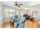 Comfortable living room with leather sofas and hardwood floors at 101 Fleming Ave, Port Orange, FL 32127