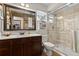 Bathroom with large vanity, walk-in shower, and tile flooring at 2 Walnut Ct, Ormond Beach, FL 32174