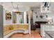 Built-in kitchen nook with tan cushioned seating at 2 Walnut Ct, Ormond Beach, FL 32174