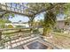 Wooden pergola with seating area and fire pit at 2928 Bristol Ln, South Daytona, FL 32119