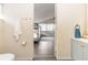 View from bathroom looking towards a bedroom with bunk beds at 331 Sheldon St, New Smyrna Beach, FL 32168