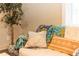 Cozy living room with a comfortable sofa, decorative pillows, and a potted plant at 331 Sheldon St, New Smyrna Beach, FL 32168
