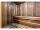 Community sauna with wood walls and benches at 2700 Ocean Shore Blvd # 317, Ormond Beach, FL 32176