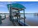 Private dock with a covered boat lift and beautiful waterfront views at 3765 John Anderson Dr, Ormond Beach, FL 32176