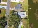 Aerial view of house on the lake with backyard and dock at 711 Candyce Ave, Lakeland, FL 33815