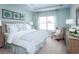 Spacious bedroom with light teal walls, plush bedding, and ample natural light at 117 Eagle Harbor Way, Daytona Beach, FL 32124