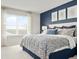 Spacious main bedroom with lake view, king-size bed, and blue color scheme at 1163 Turtle Island Rd, Lady Lake, FL 32159