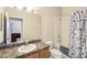 Clean bathroom with single sink vanity and tub shower combo at 5631 Superior Dr, Lakeland, FL 33805