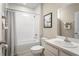 Bathroom with bathtub, shower, and single vanity at 1657 Laia Rd, Haines City, FL 33844