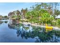 Waterfront view with boats, dock, and lush tropical foliage at 24120 Mink Rd, Astor, FL 32102