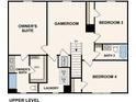 Upper level floor plan with owner's suite, game room, and additional bedrooms at 1253 Chester Ave, Haines City, FL 33844