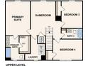 Upper level floor plan with primary suite, game room, and additional bedrooms at 3429 Dahlia Dr, Haines City, FL 33844