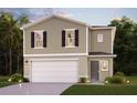Two-story home with a two-car garage, front yard landscaping, and a covered entryway at 2362 Aquiline Nest St, Eagle Lake, FL 33839
