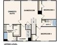 Upper level floor plan with owner's suite and 3 additional bedrooms at 1405 Stuart Ln, Poinciana, FL 34759