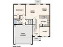 Main level floor plan featuring kitchen, dining room, and two-bay garage at 1705 Seabass Ln, Poinciana, FL 34759