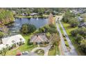 Bird's-eye view of a house situated next to a serene lake in a residential area at 3 Marsh Ridge Watch, Ormond Beach, FL 32174