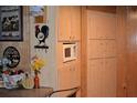 Bright kitchen with wood cabinets and built-in microwave at 16640 Ne 148Th Terrace Rd, Fort Mc Coy, FL 32134