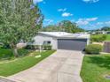 Single Gathering home with green lawn and driveway at 645 Rainbow Blvd, The Villages, FL 32159