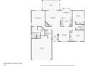 One-story house floor plan showing bedrooms, kitchen, living room, and garage at 34321 Shadewood Cir, Leesburg, FL 34788
