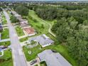 Aerial view of house and neighborhood, showcasing surrounding landscape and golf course at 9967 Se 175Th St, Summerfield, FL 34491