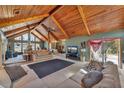 Spacious living room with vaulted wood ceilings and a cozy seating area at 4626 Ne 7Th St, Ocala, FL 34470