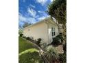 House exterior showcasing a clean, light-colored finish and neatly trimmed shrubs at 21152 Braveheart Dr, Leesburg, FL 34748